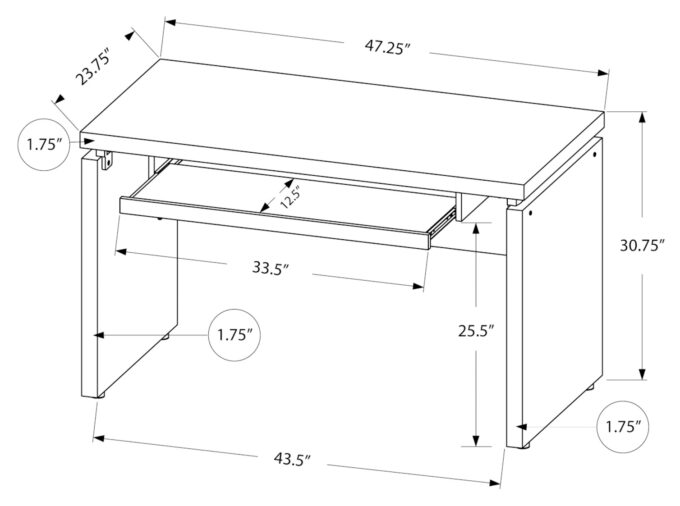 COMPUTER DESK - 48"L / BLACK / GREY TOP - Image 4