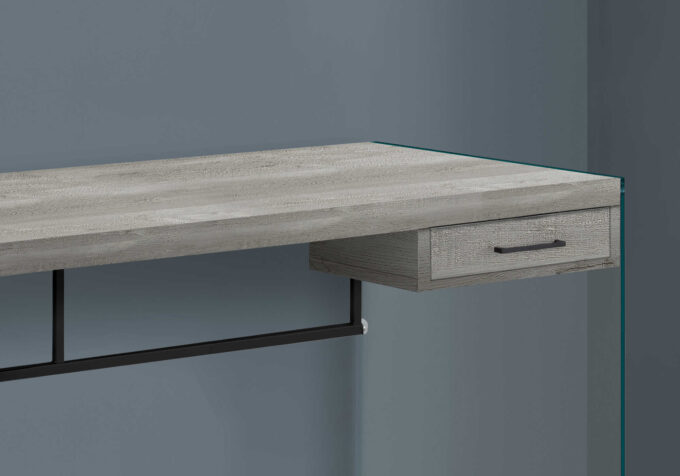 COMPUTER DESK - 48"L / GREY RECLAIMED WOOD / GLASS PANELS - Image 2