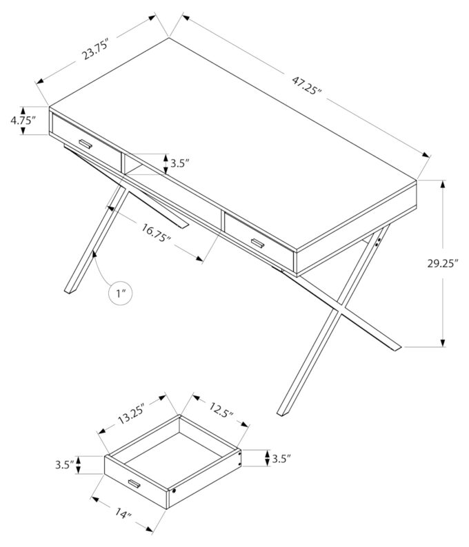 COMPUTER DESK - 48"L / BROWN RECLAIMED WOOD / BLACK METAL - Image 4