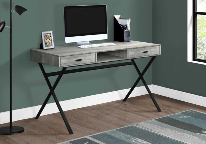 COMPUTER DESK - 48"L / GREY RECLAIMED WOOD / BLACK METAL