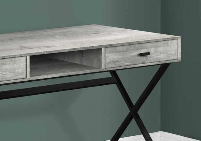 COMPUTER DESK - 48"L / GREY RECLAIMED WOOD / BLACK METAL - Image 2