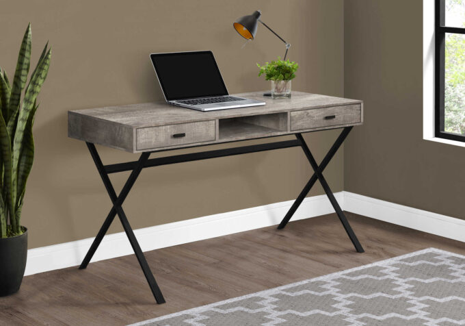 COMPUTER DESK - 48"L / TAUPE RECLAIMED WOOD / BLACK METAL