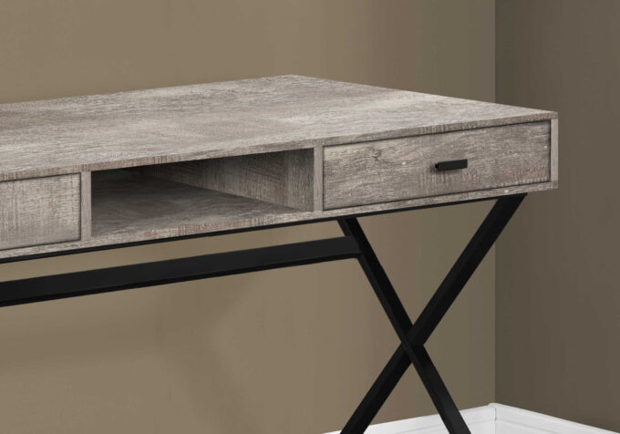 COMPUTER DESK - 48"L / TAUPE RECLAIMED WOOD / BLACK METAL - Image 2