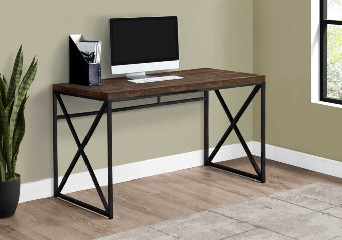 COMPUTER DESK - 48"L / BROWN RECLAIMED WOOD / BLACK METAL