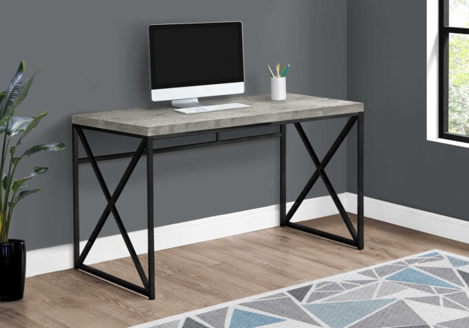 COMPUTER DESK - 48"L / GREY RECLAIMED WOOD / BLACK METAL