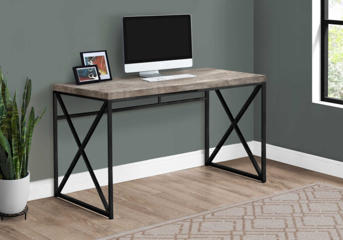 COMPUTER DESK - 48"L / TAUPE RECLAIMED WOOD / BLACK METAL