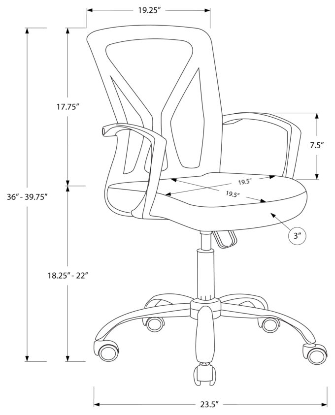 OFFICE CHAIR - BLACK / CHROME BASE ON CASTORS - Image 4