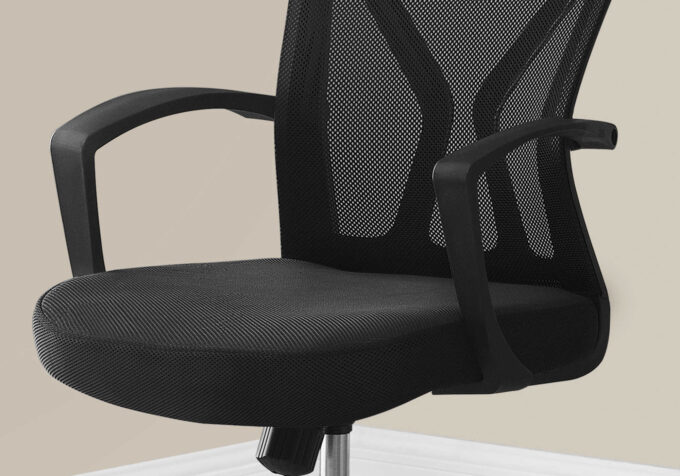 OFFICE CHAIR - BLACK / CHROME BASE ON CASTORS - Image 2