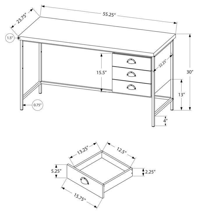 COMPUTER DESK - 55"L / BROWN RECLAIMED WOOD / BLACK METAL - Image 4