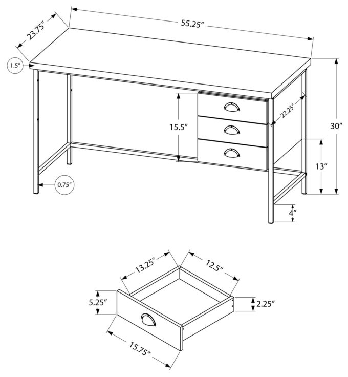 COMPUTER DESK - 55"L / BLACK RECLAIMED WOOD / BLACK METAL - Image 4