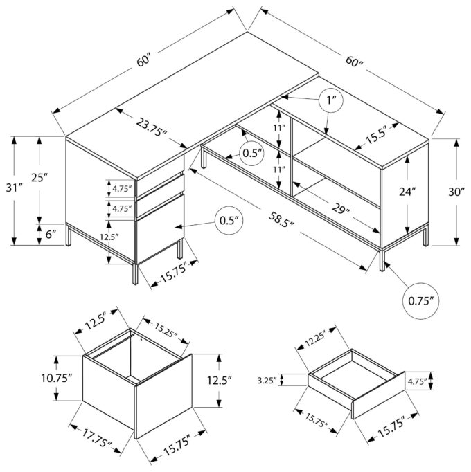 COMPUTER DESK - 60"L / LIGHT OAK L-SHAPED CORNER - Image 4