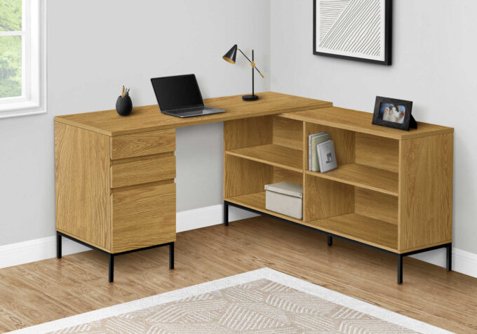 COMPUTER DESK - 60"L / LIGHT OAK L-SHAPED CORNER