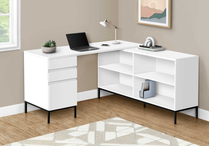 COMPUTER DESK - 60"L / WHITE L-SHAPED CORNER