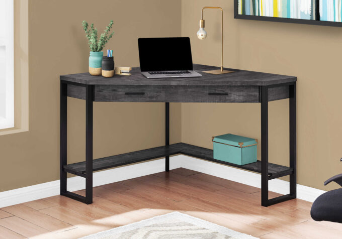 COMPUTER DESK - 42"L / BLACK RECLAIMED WOOD CORNER