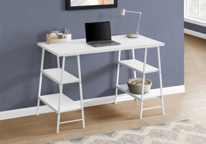 COMPUTER DESK - 48"L / WHITE / WHITE METAL