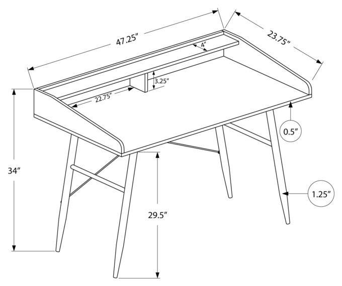 COMPUTER DESK - 48"L / NATURAL / WHITE METAL - Image 4