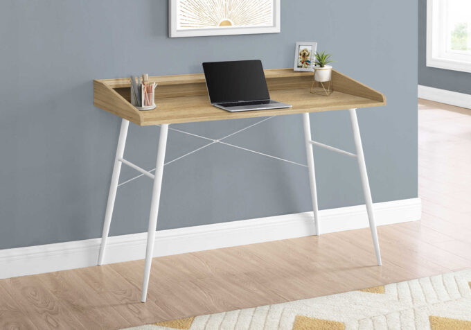 COMPUTER DESK - 48"L / NATURAL / WHITE METAL