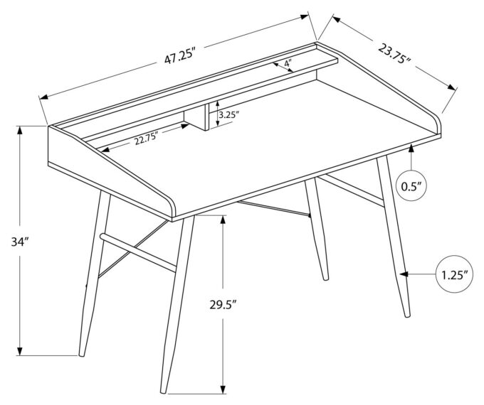 COMPUTER DESK - 48"L / WHITE / WHITE METAL - Image 4