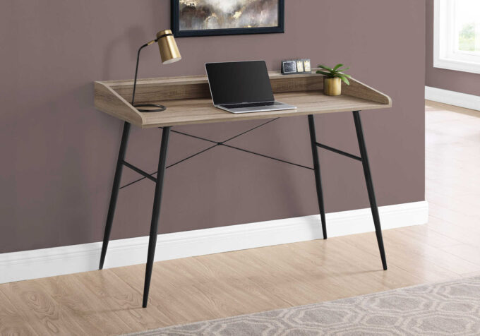 COMPUTER DESK - 48"L / DARK TAUPE / BLACK METAL