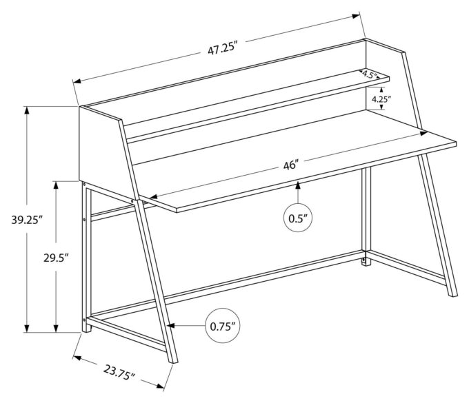 COMPUTER DESK - 48"L / DARK TAUPE / BLACK METAL - Image 4