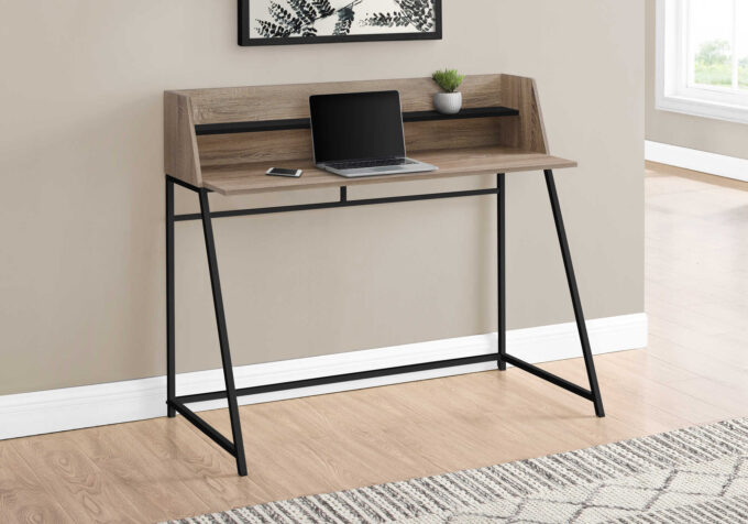 COMPUTER DESK - 48"L / DARK TAUPE / BLACK METAL