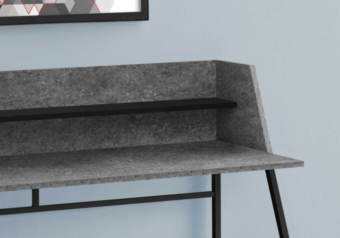 COMPUTER DESK - 48"L / GREY STONE-LOOK / BLACK METAL - Image 2