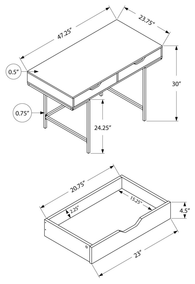 COMPUTER DESK - 48"L / GREY / BLACK METAL - Image 4