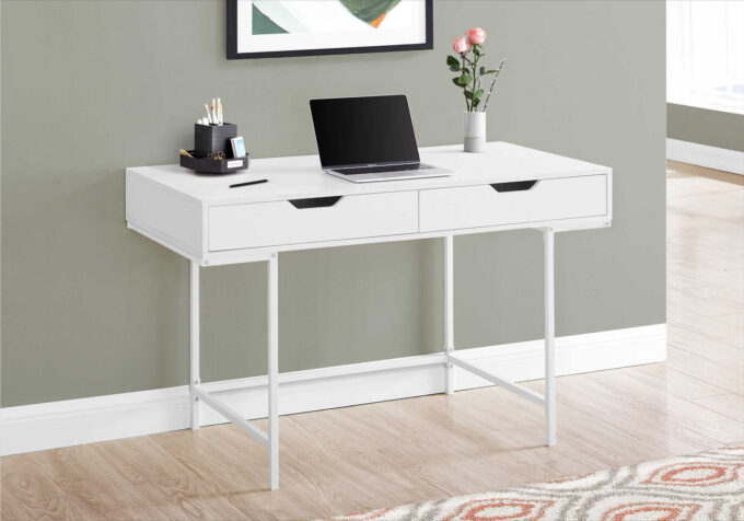 COMPUTER DESK - 48"L / WHITE / WHITE METAL