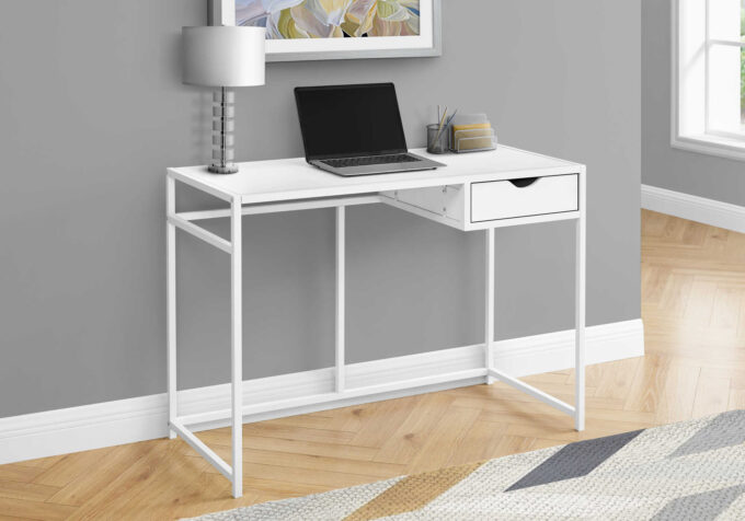 COMPUTER DESK - 42"L / WHITE / WHITE METAL