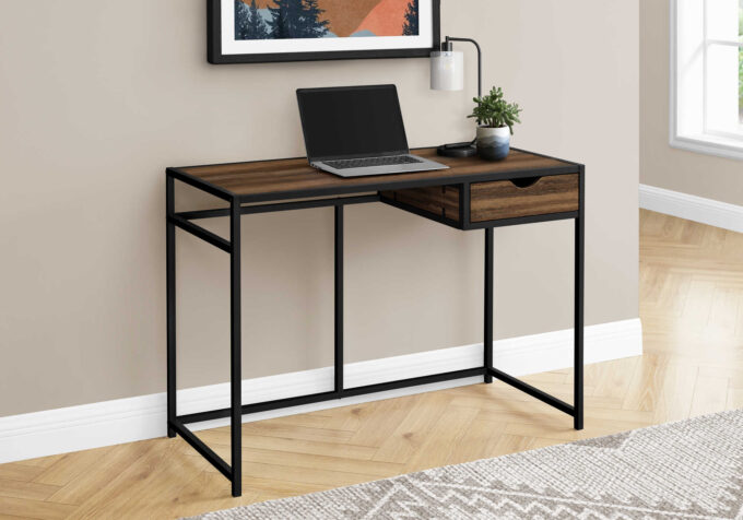 COMPUTER DESK - 42"L / BROWN RECLAIMED / BLACK METAL