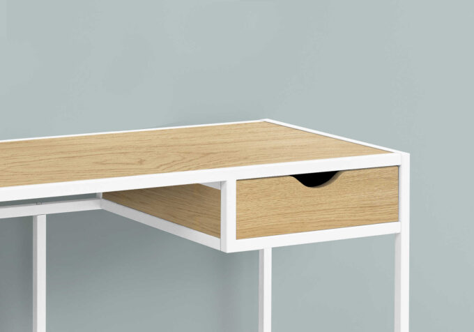 COMPUTER DESK - 42"L / NATURAL / WHITE METAL - Image 2