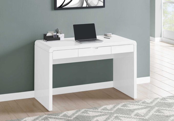 COMPUTER DESK - 48"L / HIGH GLOSSY WHITE / STORAGE DRAWER