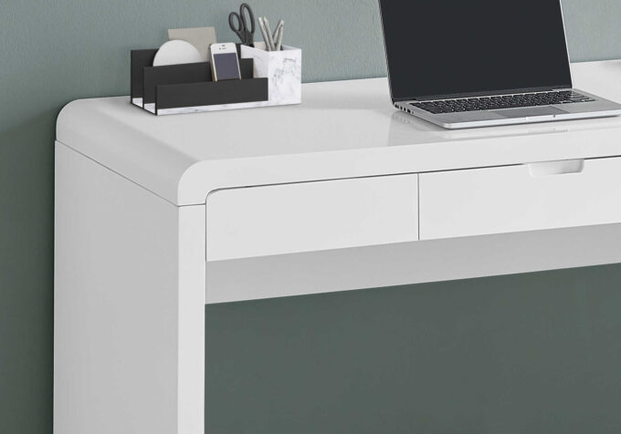 COMPUTER DESK - 48"L / HIGH GLOSSY WHITE / STORAGE DRAWER - Image 2