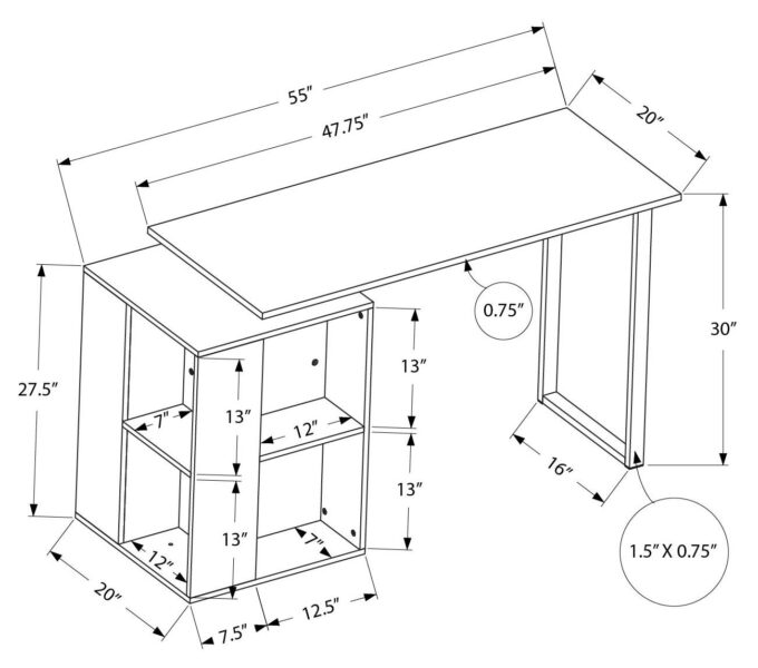 COMPUTER DESK - 55"L / BLACK OAK LEFT OR RIGHT FACING - Image 4