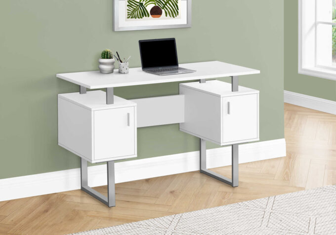 COMPUTER DESK - 48"L / WHITE / SILVER METAL