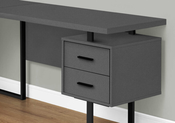 COMPUTER DESK - 70"L / MODERN GREY / BLACK METAL / L/R - Image 2