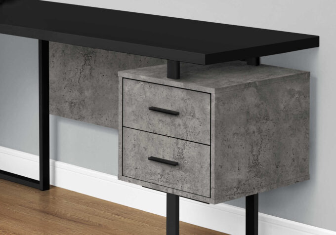 COMPUTER DESK - 70"L / BLACK/ CONCRETE/ BLACK METAL / L/R - Image 2