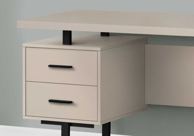 COMPUTER DESK - 60"L / MODERN TAUPE / BLACK METAL - Image 2