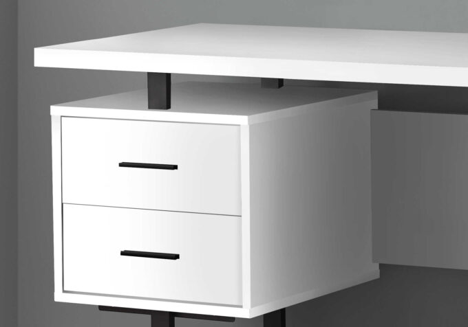 COMPUTER DESK - 60"L / WHITE / BLACK METAL - Image 2