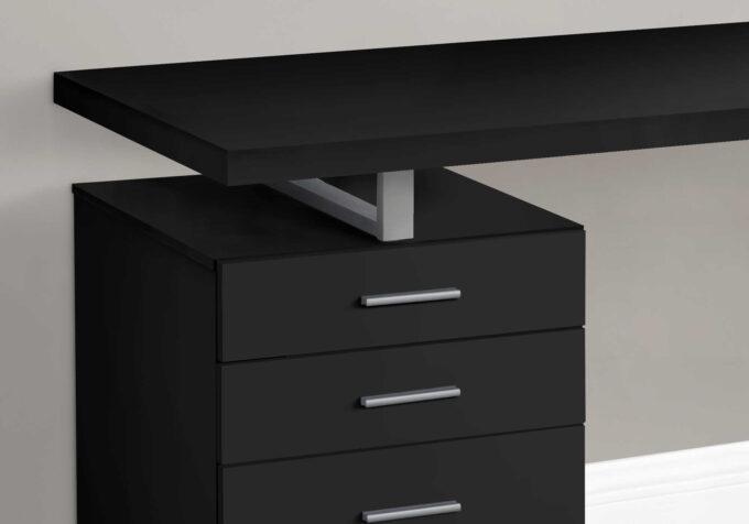 COMPUTER DESK - 48"L / BLACK / SILVER METAL / L/R FACE - Image 2