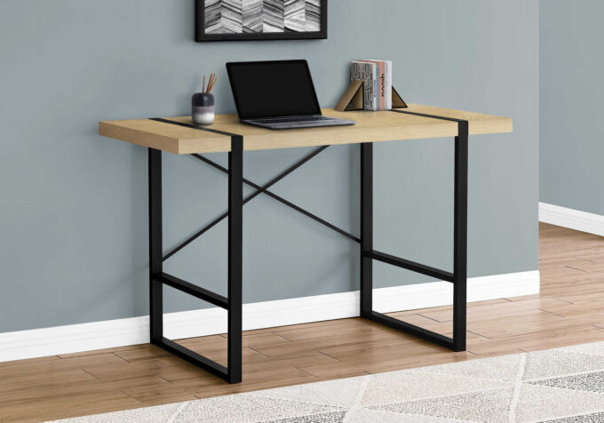 COMPUTER DESK - 48"L / NATURAL / BLACK METAL