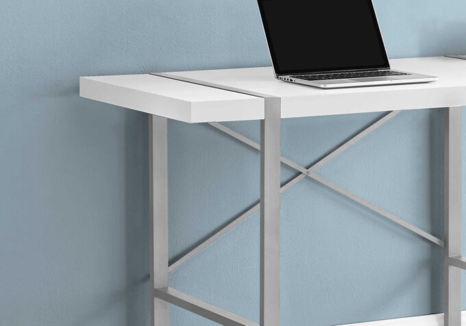 COMPUTER DESK - 48"L / WHITE / SILVER METAL - Image 2