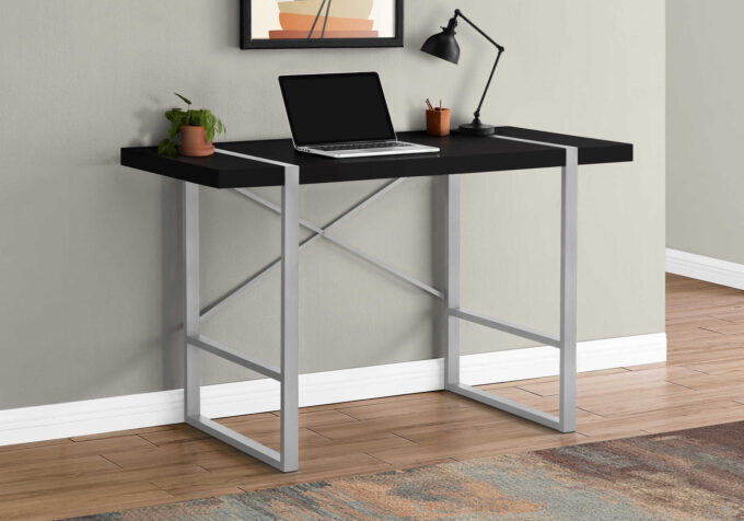 COMPUTER DESK - 48"L / BLACK / SILVER METAL