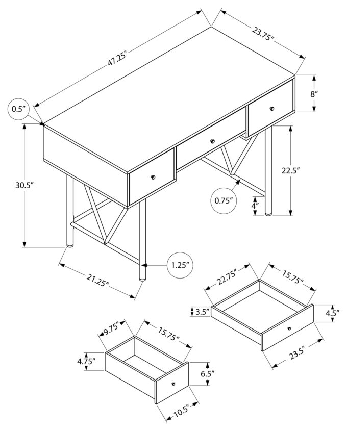 COMPUTER DESK - 48"L / WALNUT / BLACK METAL - Image 4