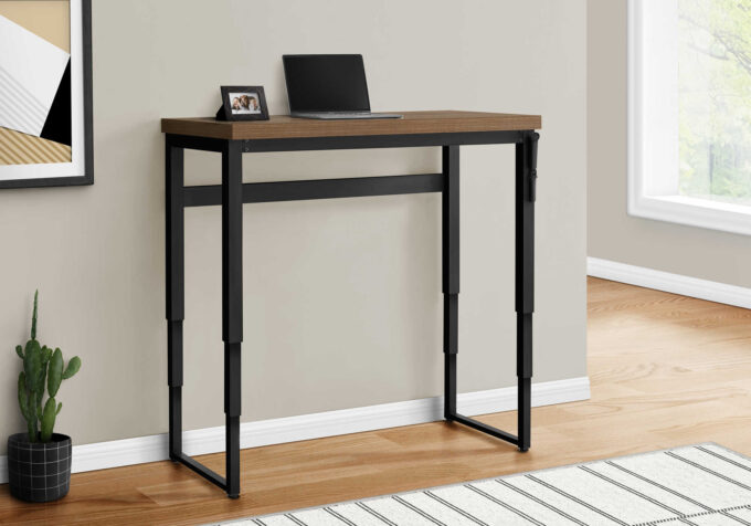 COMPUTER DESK - 48"L / WALNUT / ADJ.HEIGHT/ BLACK METAL - Image 4