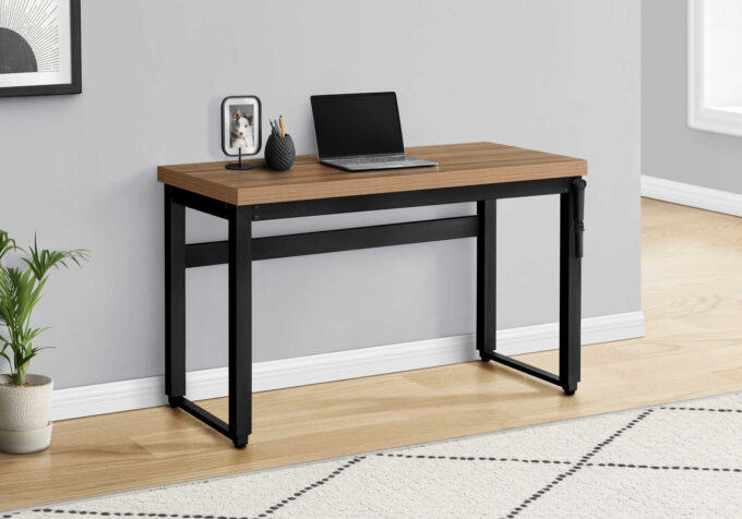 COMPUTER DESK - 48"L / RECLAIMED WOOD / ADJ.HEIGHT/ BLACK - Image 3