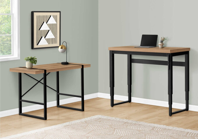 COMPUTER DESK - 48"L / RECLAIMED WOOD / ADJ.HEIGHT/ BLACK - Image 5