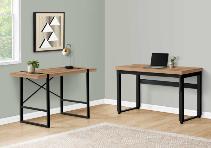 COMPUTER DESK - 48"L / RECLAIMED WOOD / ADJ.HEIGHT/ BLACK - Image 4