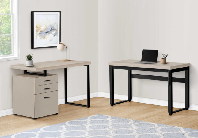 COMPUTER DESK - 48"L / MODERN TAUPE / ADJ.HEIGHT/ BLACK - Image 5