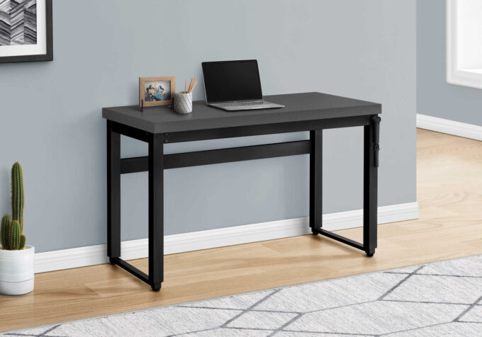 COMPUTER DESK - 48"L / MODERN GREY / ADJ.HEIGHT/ BLACK - Image 3